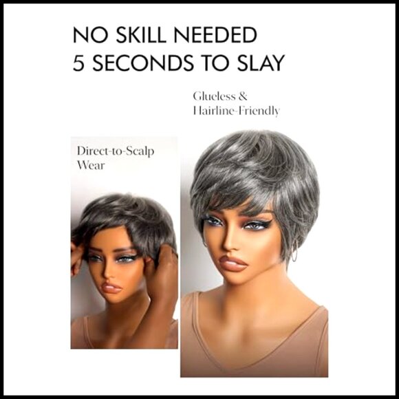 Short Pixie Cut Glueless Wig Human Hair Modern Chic Throw On & Go main image 6